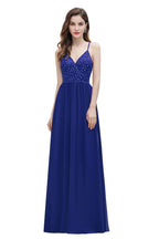 V-Ausschnitt Ärmelloses A-Linie Abendkleid Pailletten Brautjungfernkleid