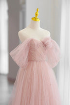 Bodenlanges Ballkleid aus Tüll, süßes A-Linien-Abendpartykleid