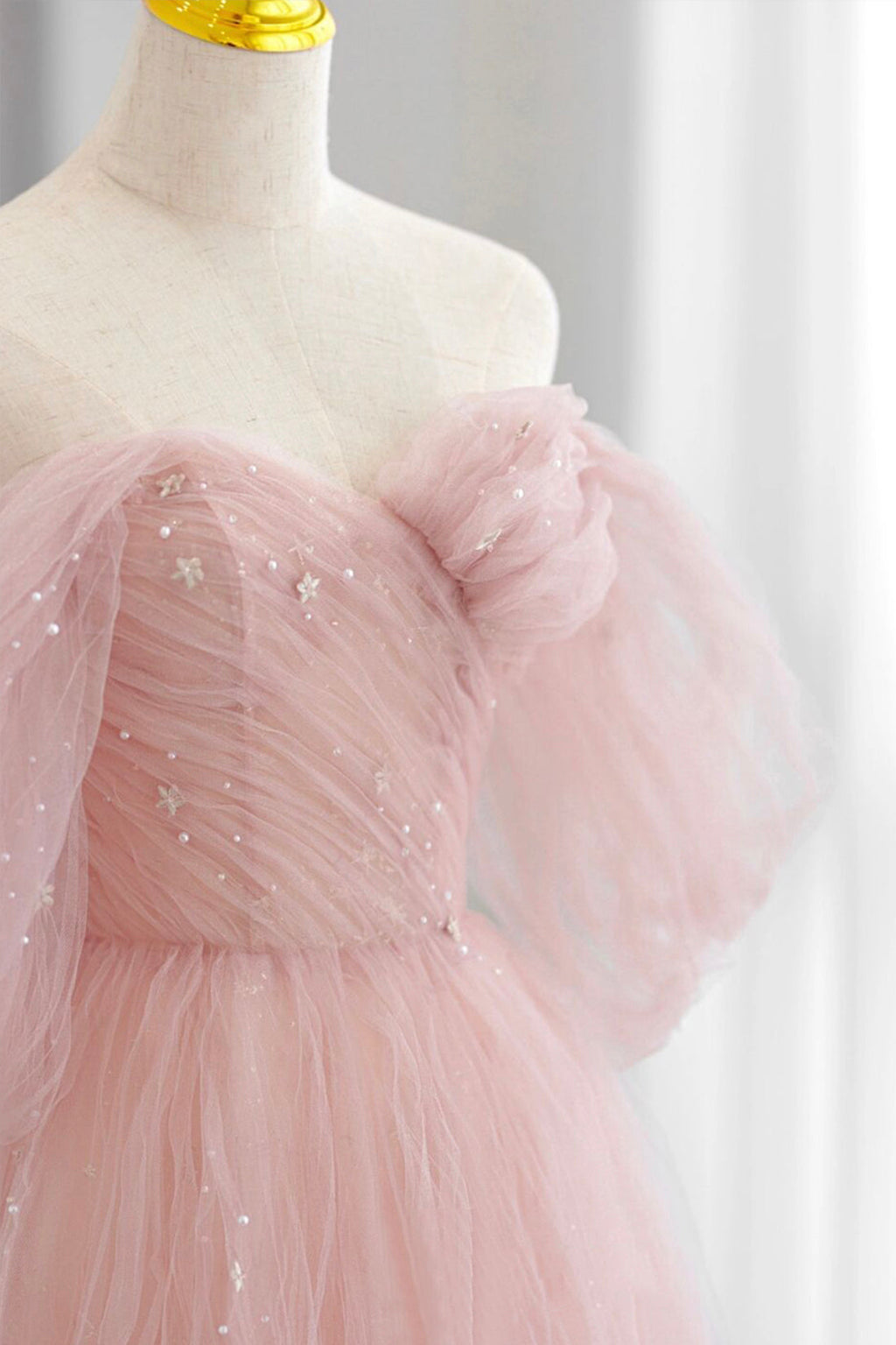 Bodenlanges Ballkleid aus Tüll, süßes A-Linien-Abendpartykleid