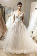 Vintage Lace Wedding Dresses Ball Gown with Long Sleeves