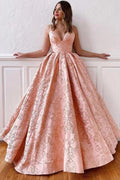 Robe de bal vintage longue en satin, coupe évasée, col en V, bretelles fines, dos nu