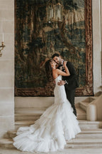 Robes de mariée vintage sans manches sirène avec dentelle