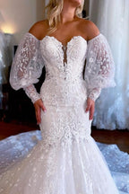 Robe de mariée sirène sans manches en dentelle ancienne style bien-aimée vintage