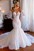 Robe de mariée sirène sans manches en dentelle ancienne style bien-aimée vintage