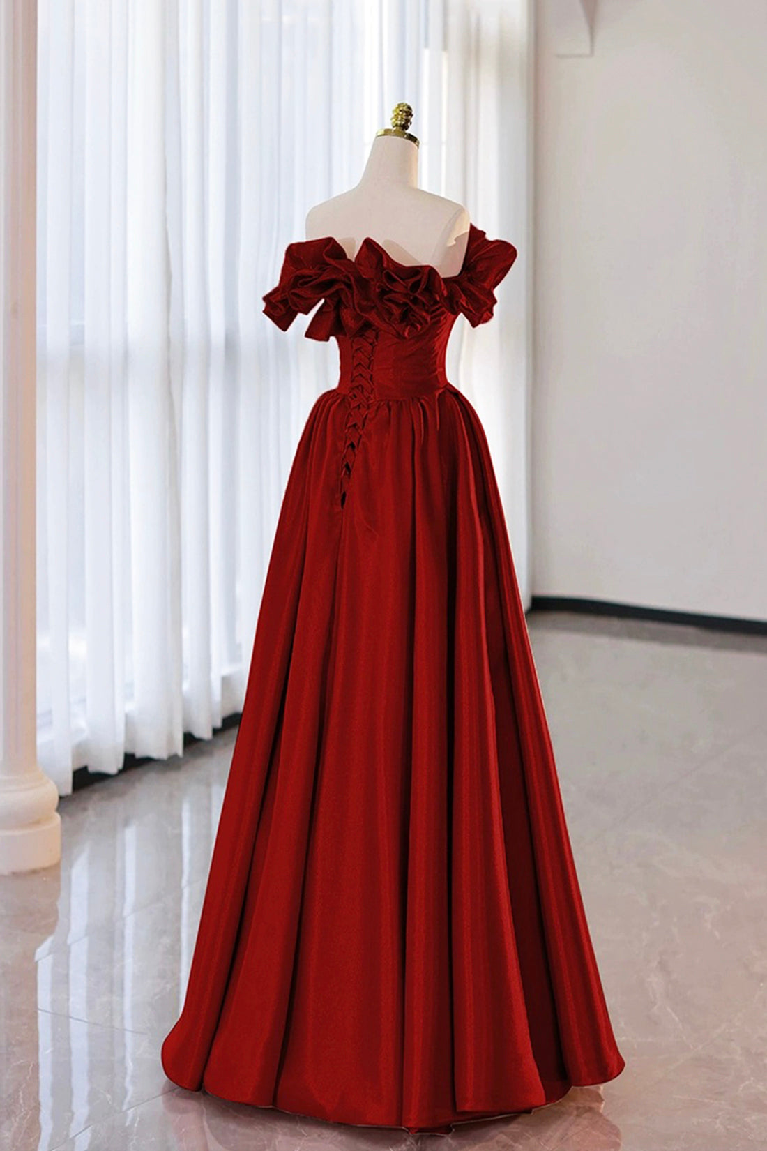Trägerloses langes Ballkleid aus Satin, A-Linien-Abend- und Partykleid