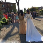 Vestidos de novia Bateau bordado romántico vestido de novia de media manga