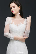 Vestido de novia de sirena con encaje blanco y joya