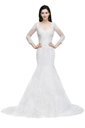 Vestido de novia de sirena con encaje blanco y joya
