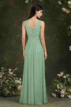 Gelbes Bateau-Ausschnitt A-Linien Chiffon Kleid mit Rüschen, Schlitz, bodenlang, Brautjungfernkleid mit Taschen