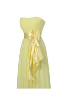 Gelbes Herzensbrautjungfernkleid aus Chiffon, langes Abendkleid für den Ball BD007