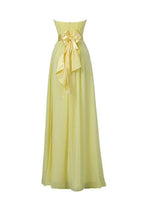 Gelbes Herzensbrautjungfernkleid aus Chiffon, langes Abendkleid für den Ball BD007