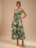 Jacquard A Line One Shoulder Ruffles Corset Mother of the Bride & Groom Dresses