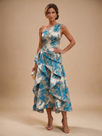 Jacquard A Line One Shoulder Ruffles Corset Mother of the Bride & Groom Dresses