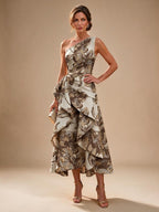Jacquard A Line One Shoulder Ruffles Corset Mother of the Bride & Groom Dresses