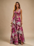 Jacquard A Line V Neck Ruffles Corset Mother of the Bride & Groom Dresses